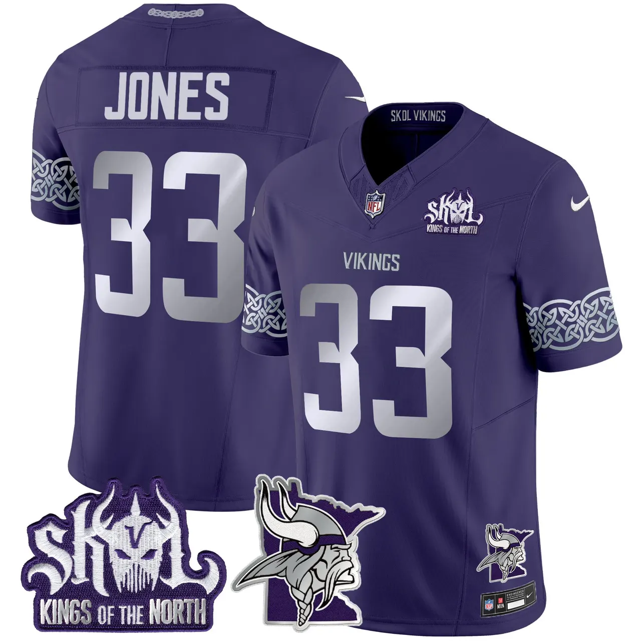 J.J. McCarthy Minnesota Vikings Nike 2024 Winter Warrior Skol Patch Vapor Limited Stitched Jersey V2 - White - Image 12