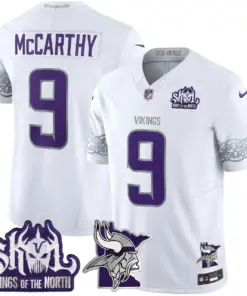 J.J. McCarthy Minnesota Vikings Nike 2024 Winter Warrior Skol Patch Vapor Limited Stitched Jersey V2 - White