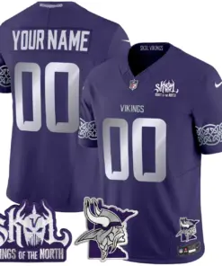 Alternative view of Minnesota Vikings Nike 2024 Winter Warrior Skol Patch Vapor Custom Limited Stitched Jersey - White