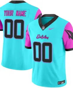 Miami Dolphins Nike Vice Vapor Custom Limited Stitched Jersey - Black - Image 2