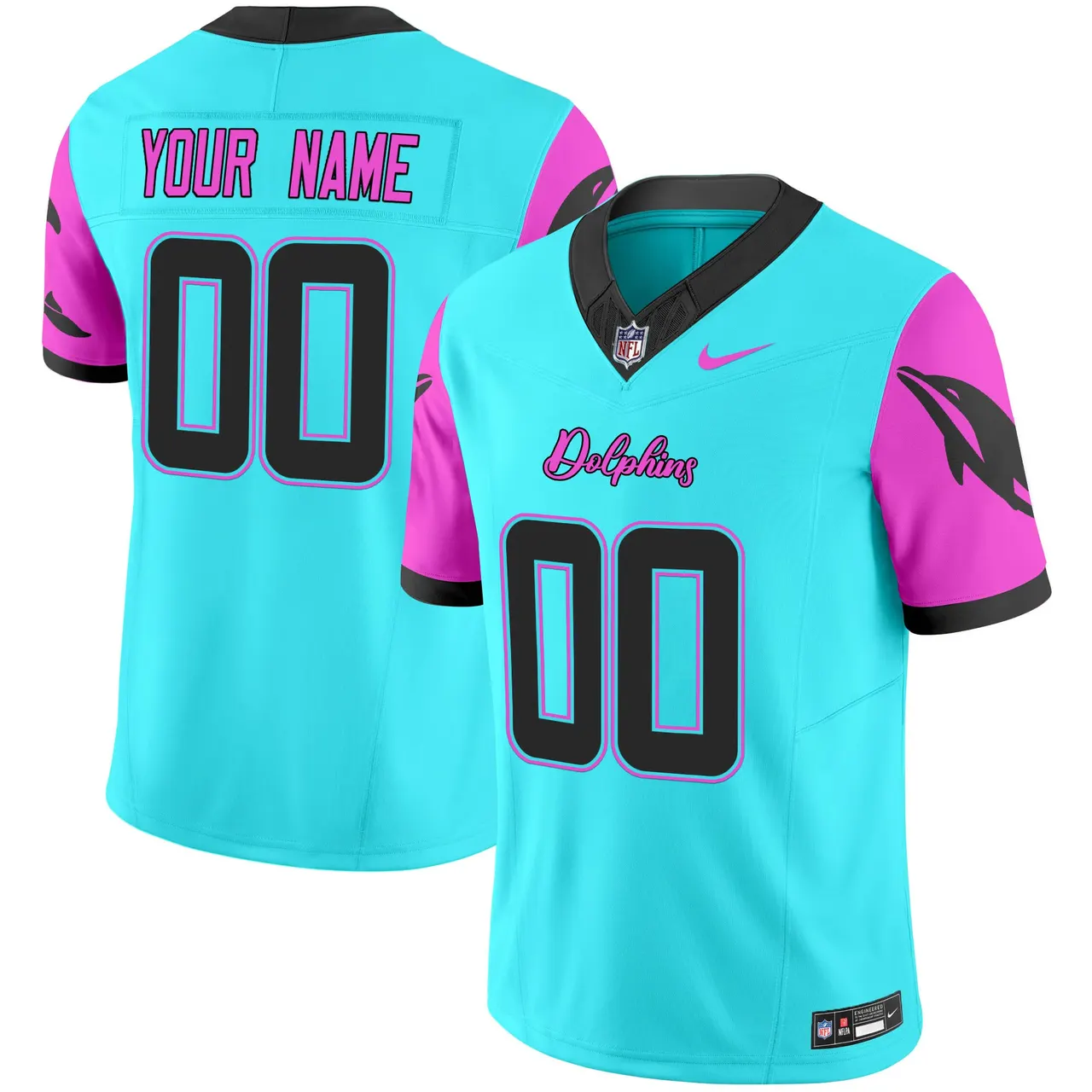 Miami Dolphins Nike Vice Vapor Custom Limited Stitched Jersey - Black - Image 2