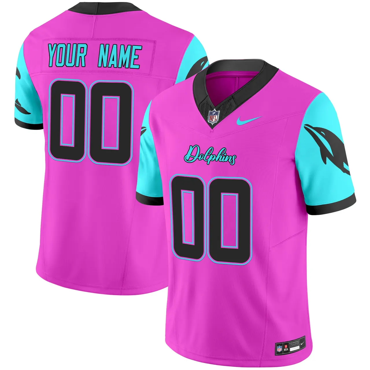 Miami Dolphins Nike Vice Vapor Custom Limited Stitched Jersey - Black - Image 3