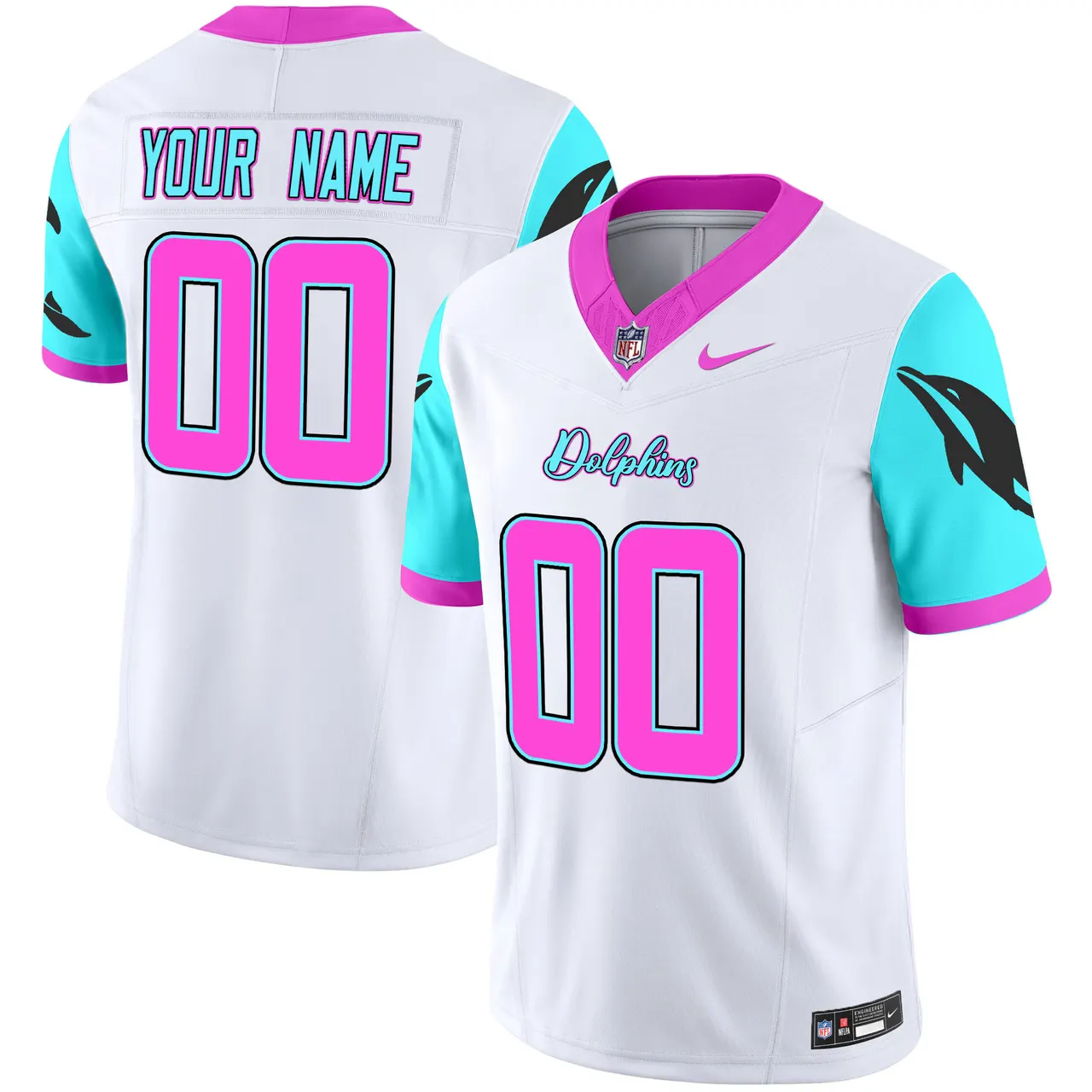 Miami Dolphins Nike Vice Vapor Custom Limited Stitched Jersey - Black - Image 4