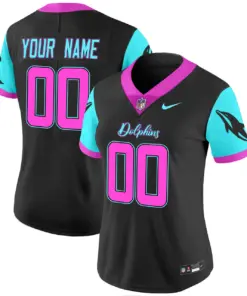 Miami Dolphins Nike Vice Vapor Custom Limited Stitched Jersey - Black - Image 5