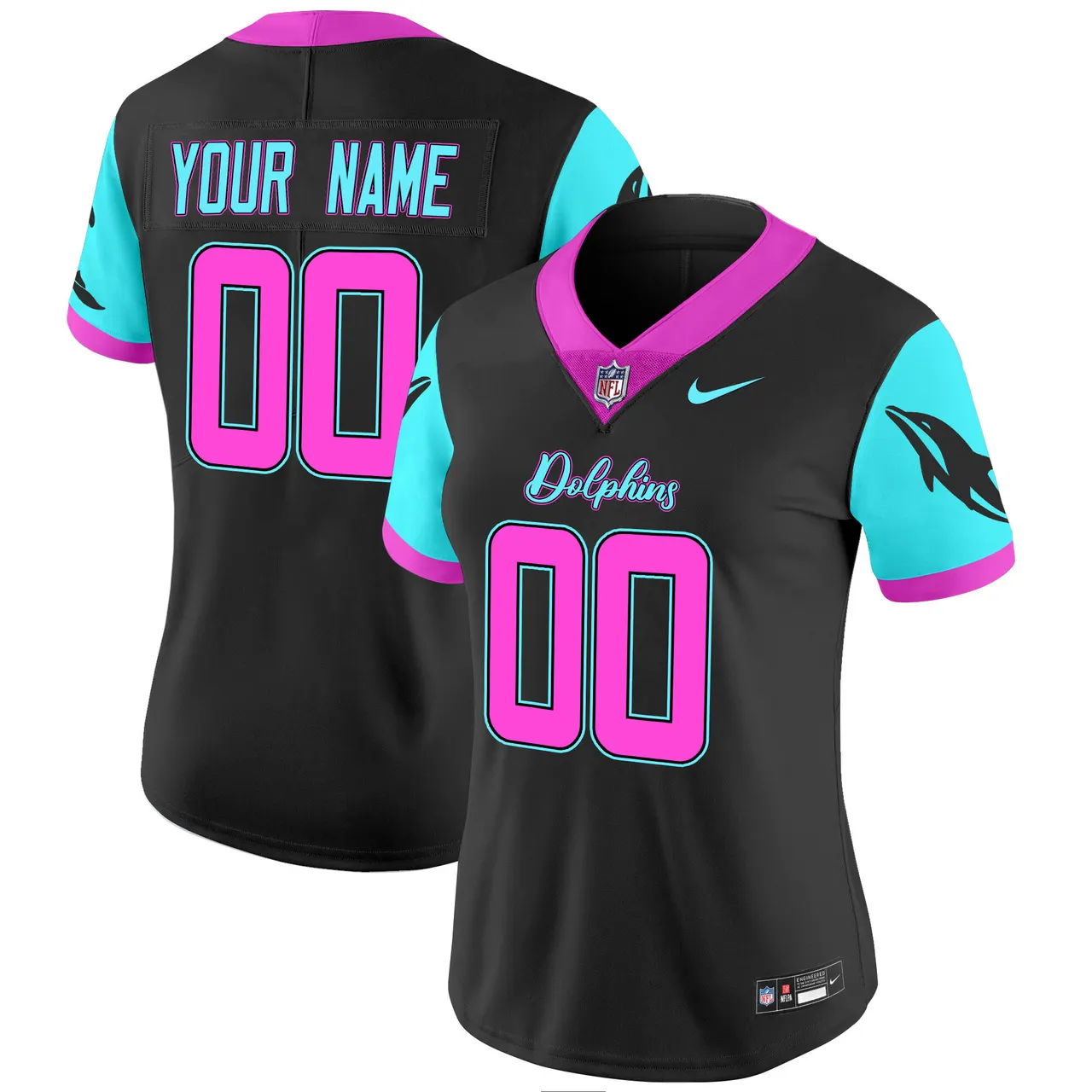 Miami Dolphins Nike Vice Vapor Custom Limited Stitched Jersey - Black - Image 5