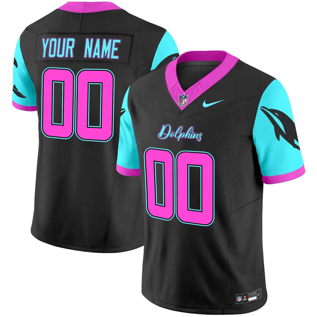 Miami Dolphins Nike Vice Vapor Custom Limited Stitched Jersey - Black