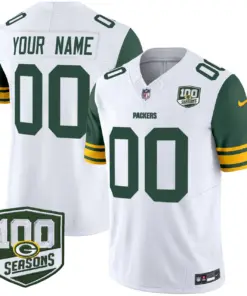 Green Bay Packers Nike Throwback 100th Season Patch Vapor Custom Limited Stitched Jersey - Green - Image 3