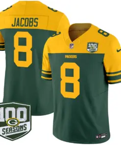 Alternative view of Green Bay Packers Nike Throwback 100th Season Patch Vapor Limited Stitched Jersey - Kelly Green