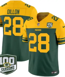 Green Bay Packers Nike Throwback 100th Season Patch Vapor Limited Stitched Jersey - Kelly Green - Image 3