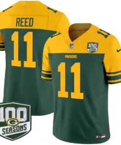 Green Bay Packers Nike Throwback 100th Season Patch Vapor Limited Stitched Jersey - Kelly Green - Image 4