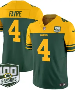 Green Bay Packers Nike Throwback 100th Season Patch Vapor Limited Stitched Jersey - Kelly Green - Image 6