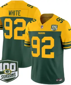 Green Bay Packers Nike Throwback 100th Season Patch Vapor Limited Stitched Jersey - Kelly Green - Image 7