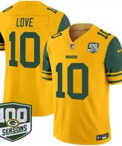Green Bay Packers Nike Throwback 100th Season Patch Vapor Limited Stitched Jersey - Kelly Green - Image 8