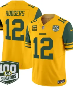 Green Bay Packers Nike Throwback 100th Season Patch Vapor Limited Stitched Jersey - Kelly Green - Image 12