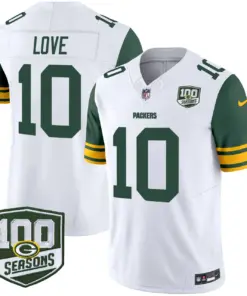 Green Bay Packers Nike Throwback 100th Season Patch Vapor Limited Stitched Jersey - Kelly Green - Image 15
