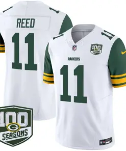 Green Bay Packers Nike Throwback 100th Season Patch Vapor Limited Stitched Jersey - Kelly Green - Image 18