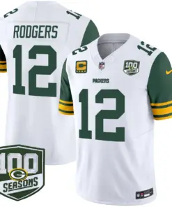 Green Bay Packers Nike Throwback 100th Season Patch Vapor Limited Stitched Jersey - Kelly Green - Image 19