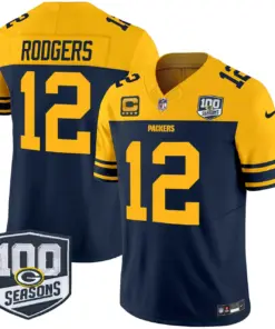 Green Bay Packers Nike Throwback 100th Season Patch Vapor Limited Stitched Jersey - Kelly Green - Image 26
