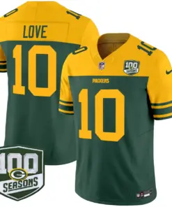 Green Bay Packers Nike Throwback 100th Season Patch Vapor Limited Stitched Jersey - Kelly Green