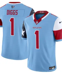 Houston Texans Nike 2024 Vapor Limited Stitched Jersey V5 - Powder Blue - Image 3