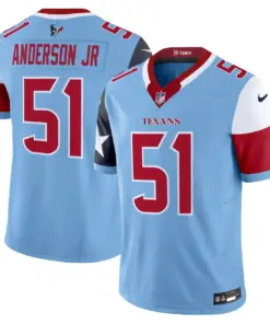Houston Texans Nike 2024 Vapor Limited Stitched Jersey V5 - Powder Blue - Image 8