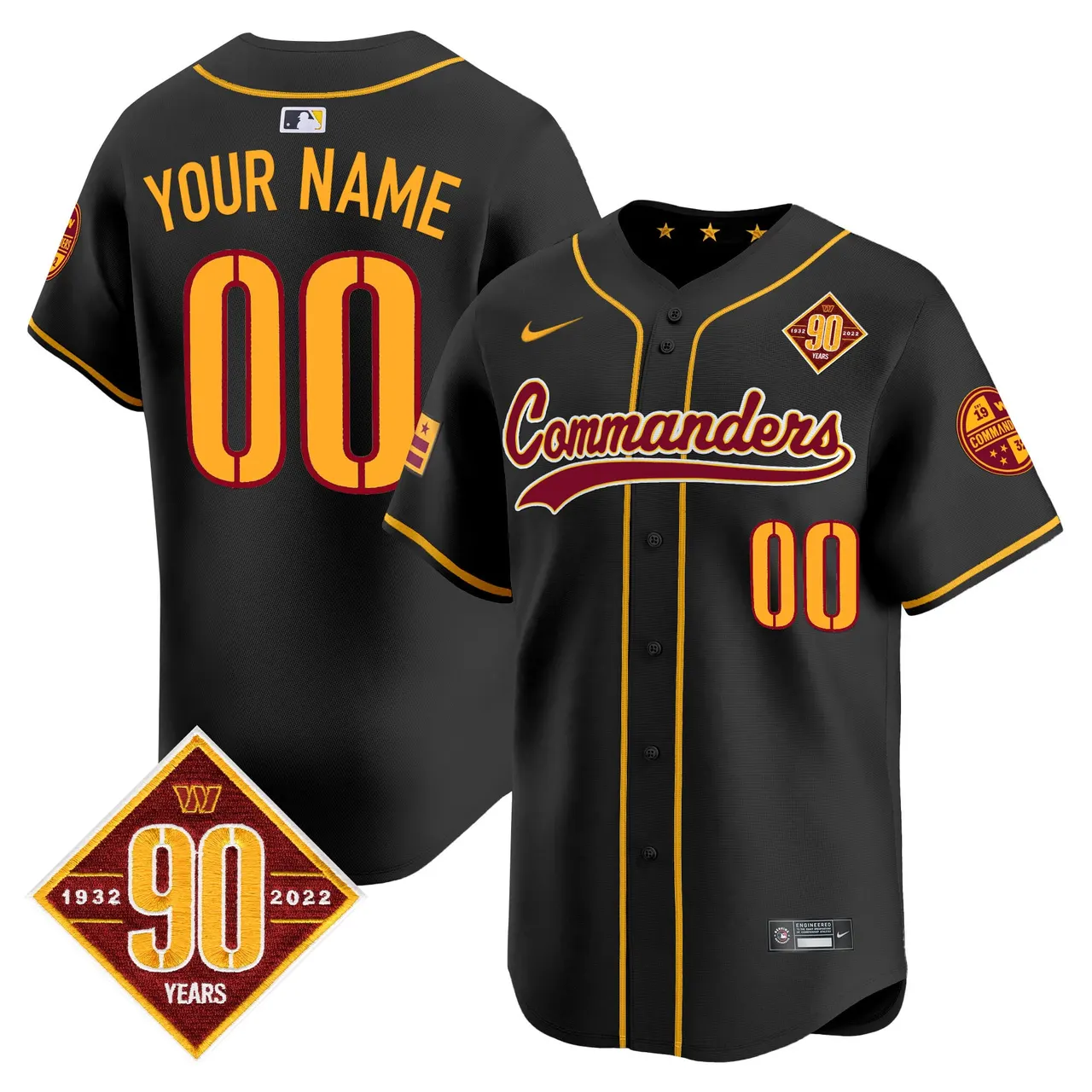 Washington Commanders Nike 90th Anniversary Patch Vapor Premier Custom Limited Stitched Jersey - Maroon - Image 3