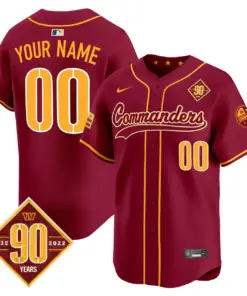 Washington Commanders Nike 90th Anniversary Patch Vapor Premier Custom Limited Stitched Jersey - Maroon - Image 4