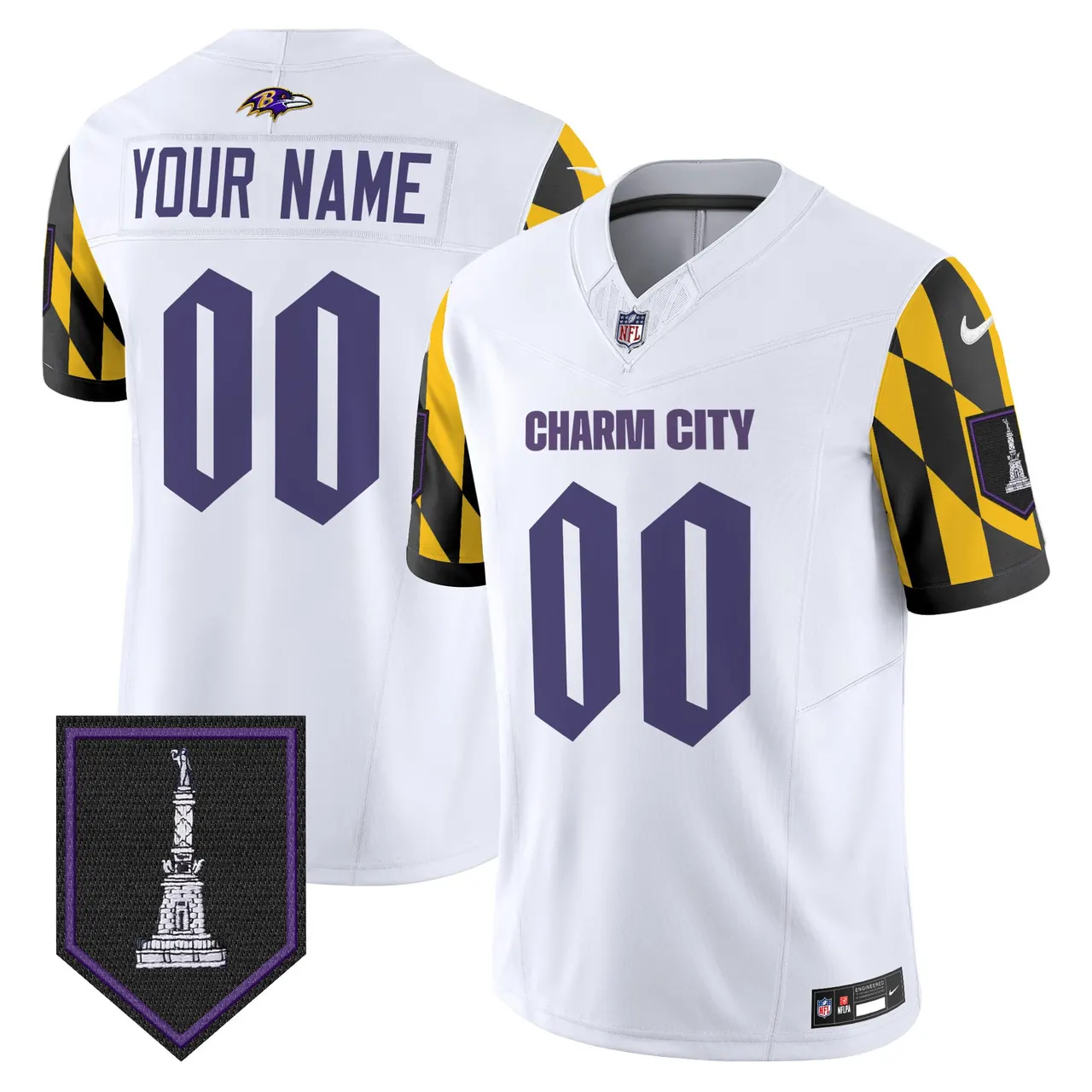 Baltimore Ravens Nike City Edition Patch Vapor Custom Limited Stitched Jersey - Purple - Image 2