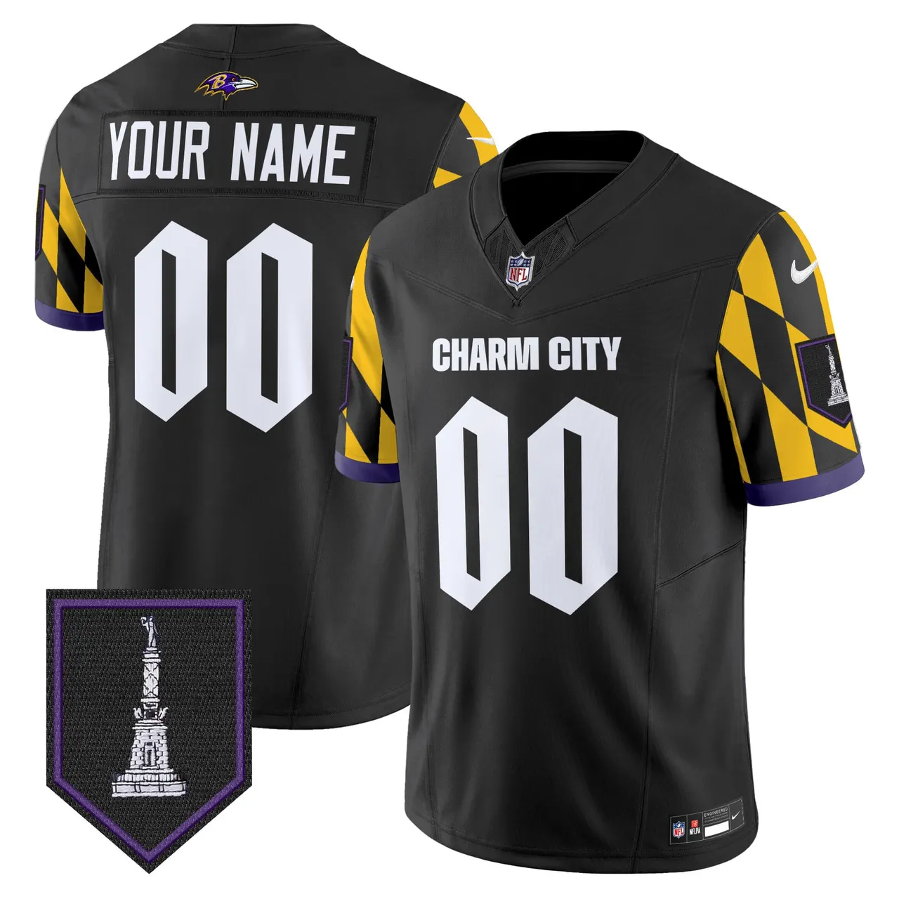 Baltimore Ravens Nike City Edition Patch Vapor Custom Limited Stitched Jersey - Purple - Image 3