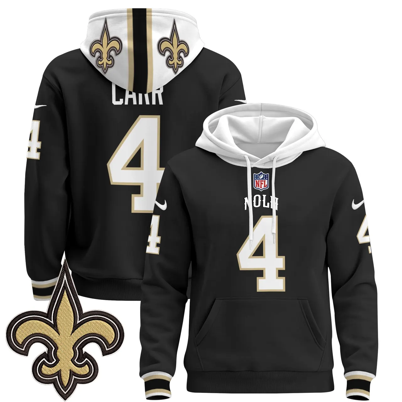 New Orleans Saints Nike 2024 Pullover Hoodie - Black - Image 4