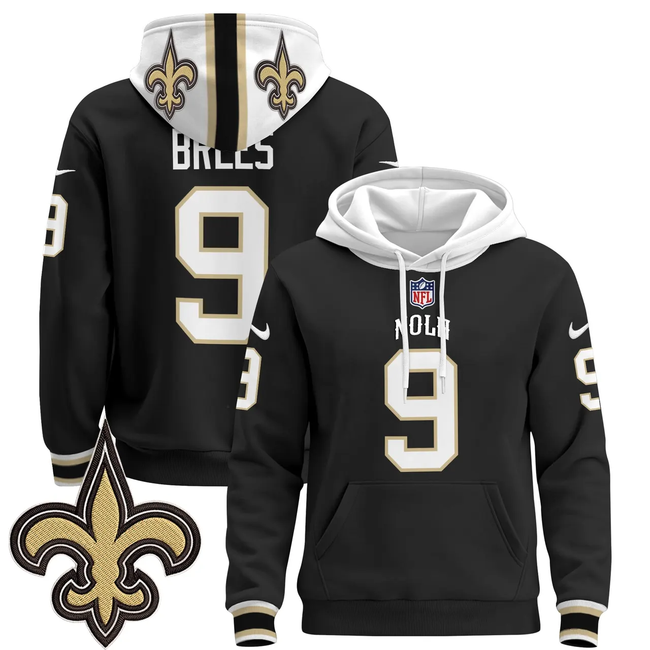 New Orleans Saints Nike 2024 Pullover Hoodie - Black - Image 5
