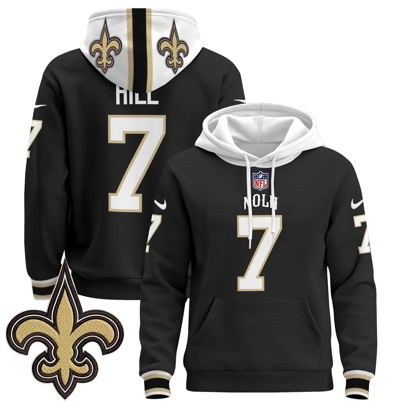 New Orleans Saints Nike 2024 Pullover Hoodie - Black - Image 6
