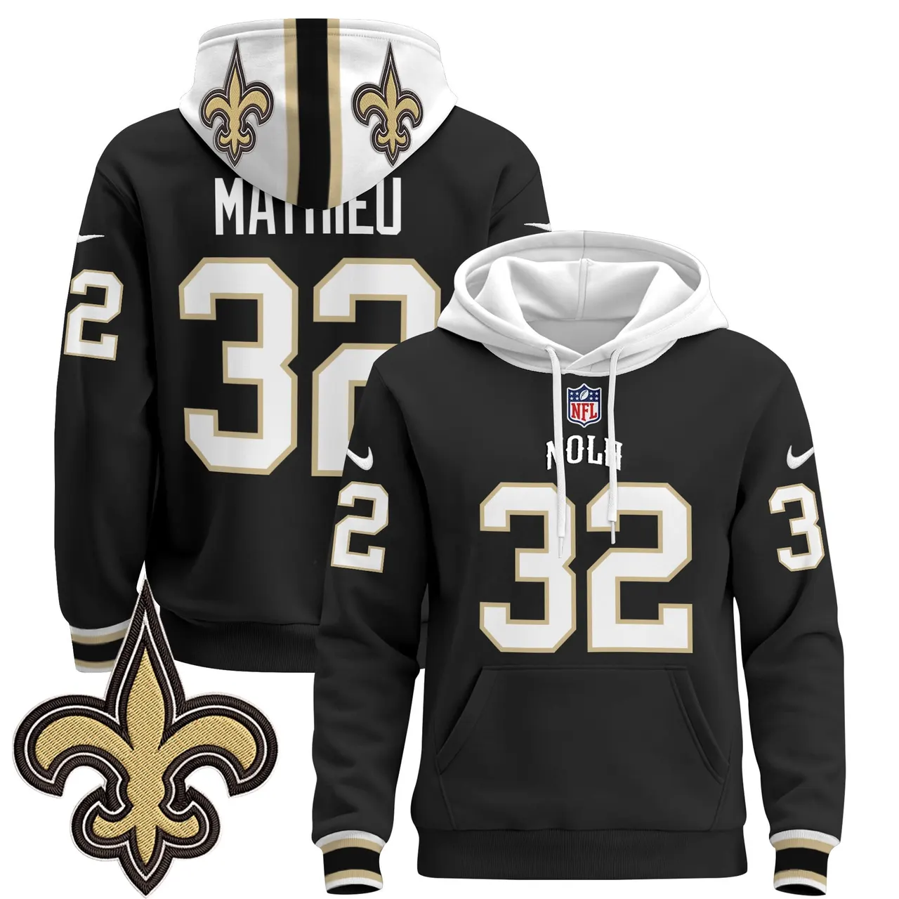 New Orleans Saints Nike 2024 Pullover Hoodie - Black - Image 7