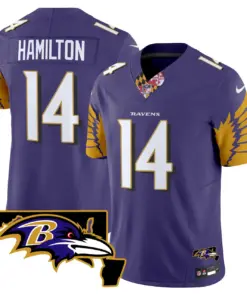 Baltimore Ravens Nike Maryland Patch Vapor Limited Stitched Jersey V3 - Purple - Image 4
