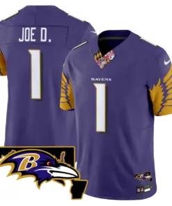 Baltimore Ravens Nike Maryland Patch Vapor Limited Stitched Jersey V3 - Purple - Image 9