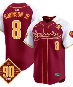 Alternative view of Washington Commanders Nike 90th Anniversary Patch Vapor Premier Limited Stitched Jersey - Maroon