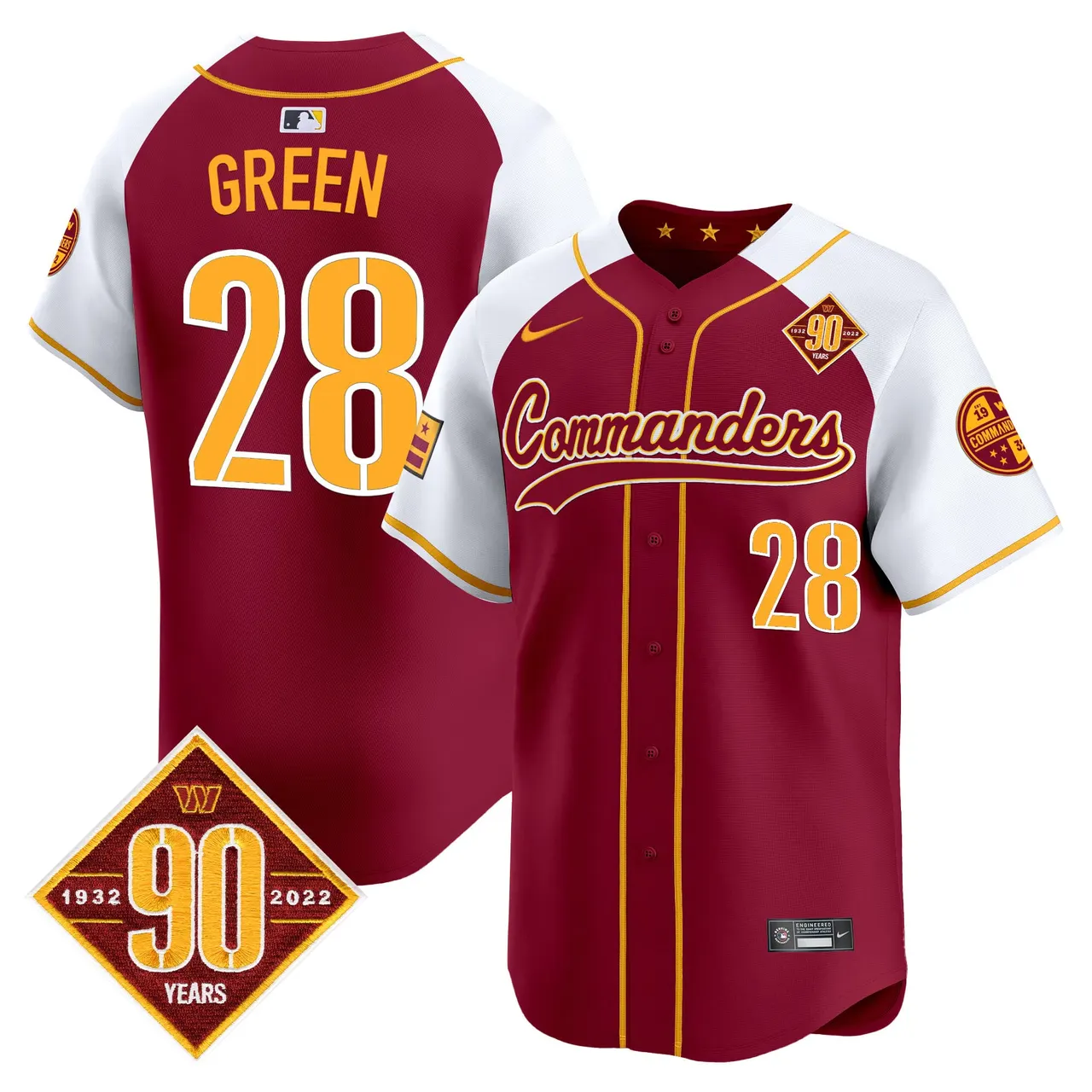 Washington Commanders Nike 90th Anniversary Patch Vapor Premier Limited Stitched Jersey - Maroon - Image 7