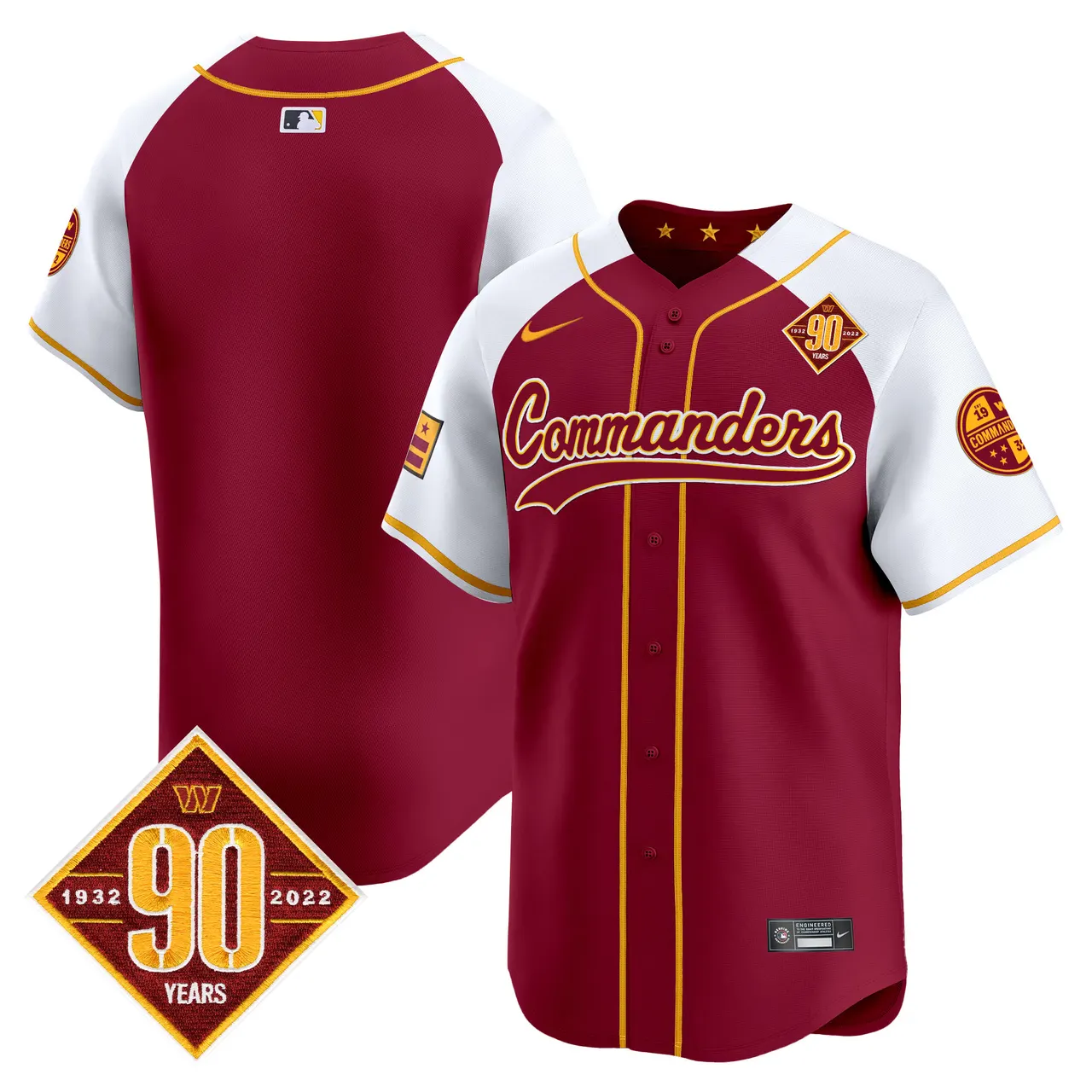 Washington Commanders Nike 90th Anniversary Patch Vapor Premier Limited Stitched Jersey - Maroon - Image 8
