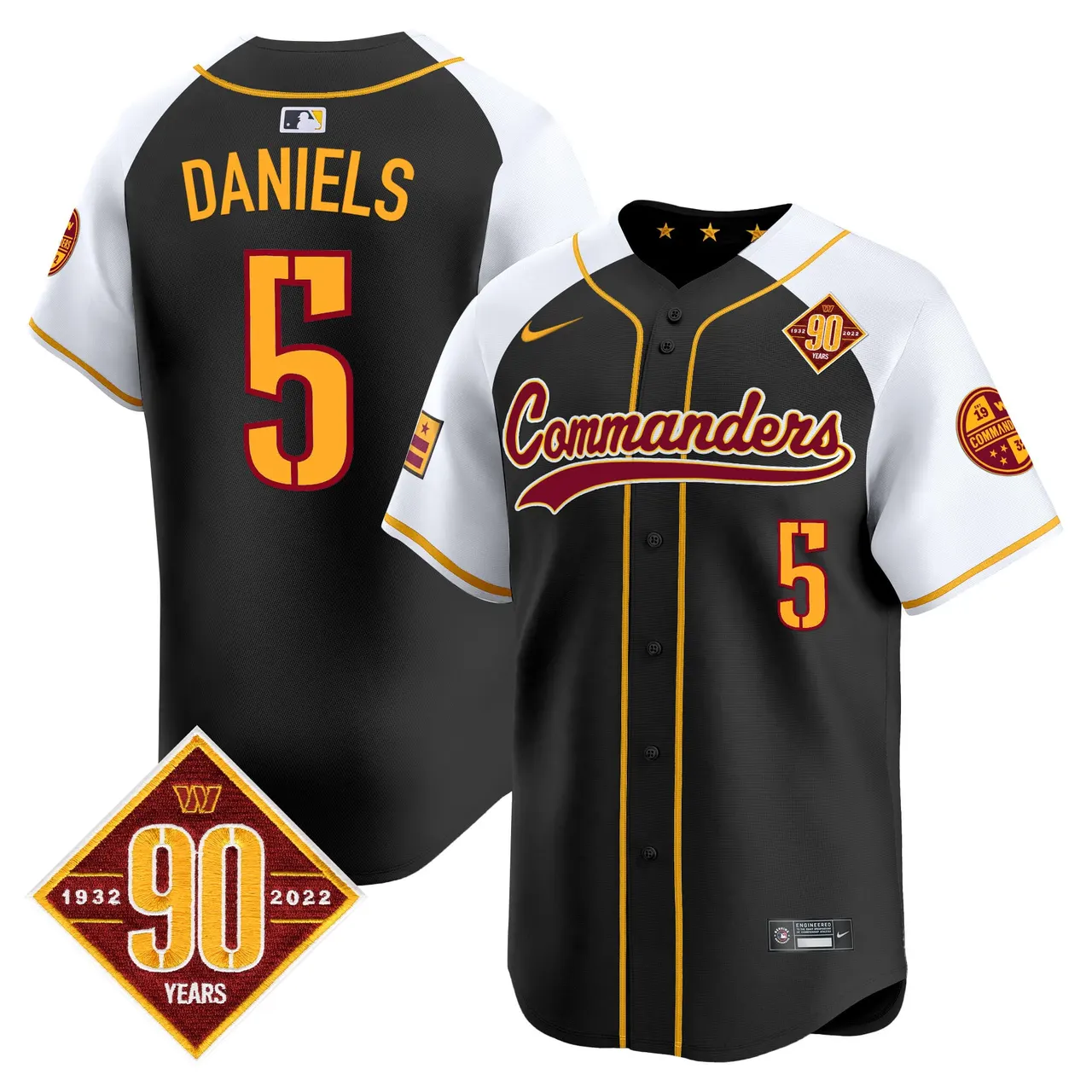 Washington Commanders Nike 90th Anniversary Patch Vapor Premier Limited Stitched Jersey - Maroon - Image 9