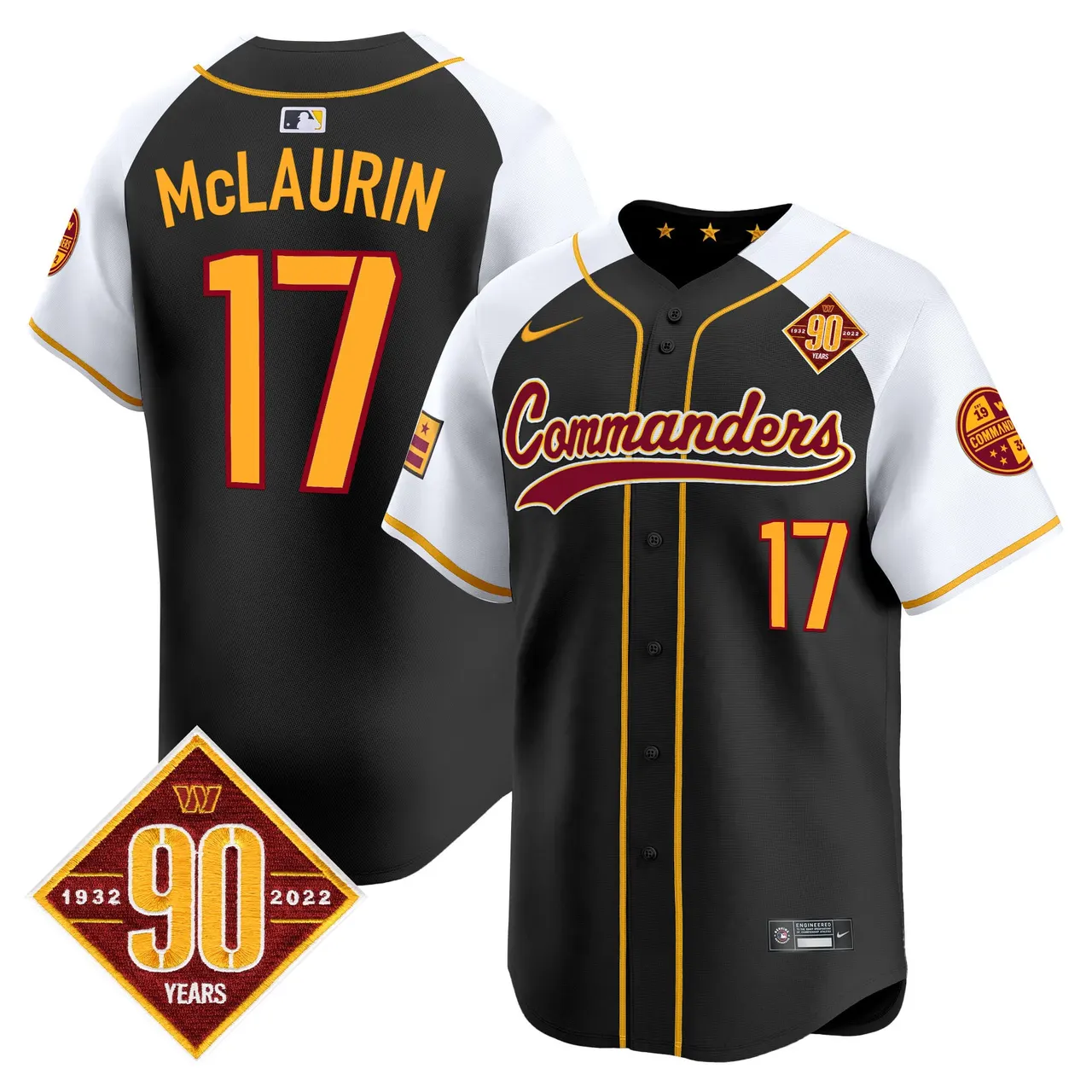 Washington Commanders Nike 90th Anniversary Patch Vapor Premier Limited Stitched Jersey - Maroon - Image 13