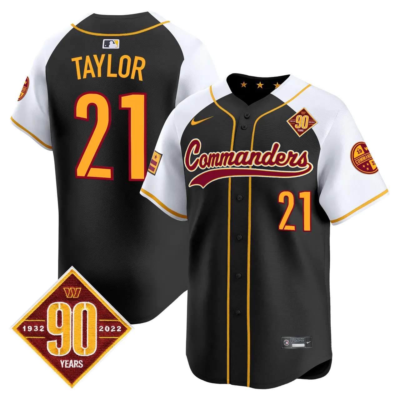 Washington Commanders Nike 90th Anniversary Patch Vapor Premier Limited Stitched Jersey - Maroon - Image 14