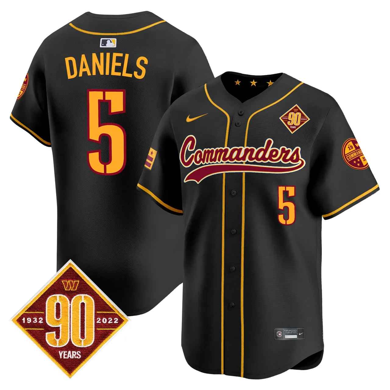 Washington Commanders Nike 90th Anniversary Patch Vapor Premier Limited Stitched Jersey - Maroon - Image 17