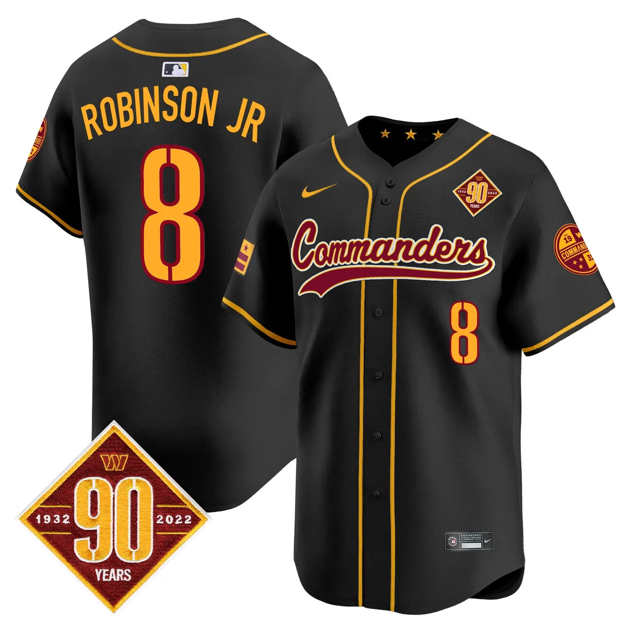 Washington Commanders Nike 90th Anniversary Patch Vapor Premier Limited Stitched Jersey - Maroon - Image 18