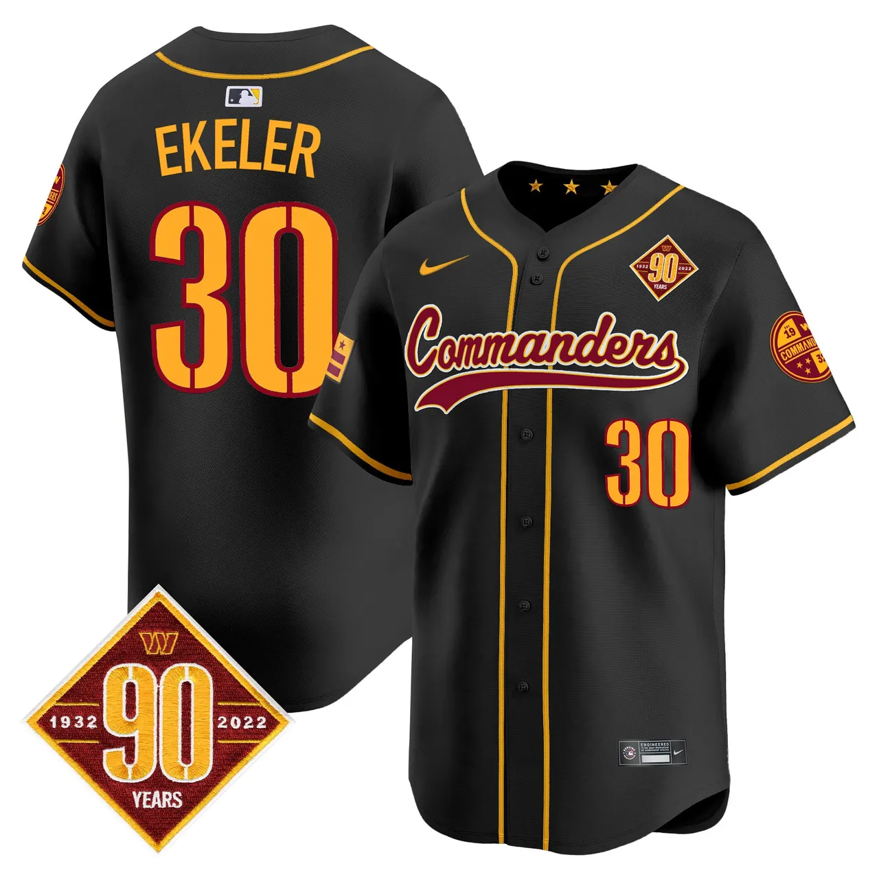 Washington Commanders Nike 90th Anniversary Patch Vapor Premier Limited Stitched Jersey - Maroon - Image 19