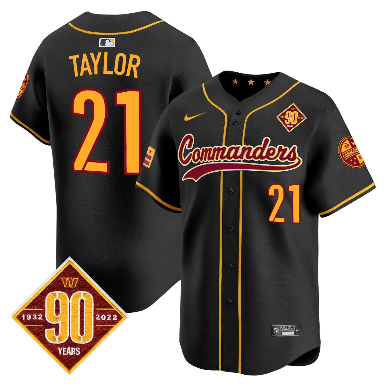 Washington Commanders Nike 90th Anniversary Patch Vapor Premier Limited Stitched Jersey - Maroon - Image 22