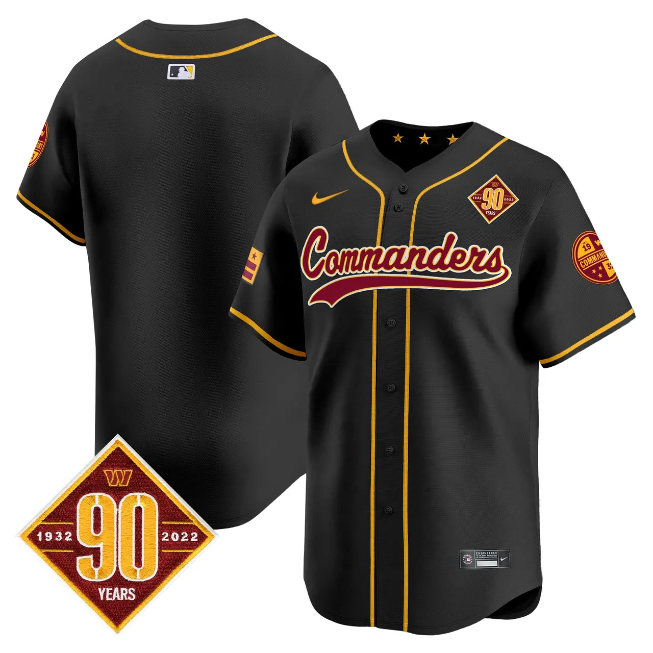 Washington Commanders Nike 90th Anniversary Patch Vapor Premier Limited Stitched Jersey - Maroon - Image 24
