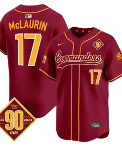 Washington Commanders Nike 90th Anniversary Patch Vapor Premier Limited Stitched Jersey - Maroon - Image 29