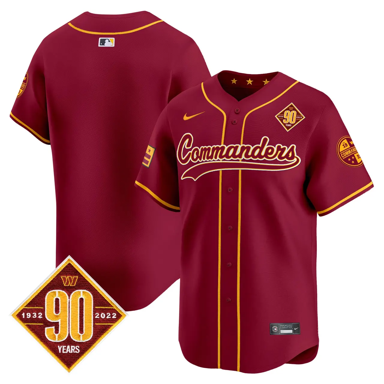 Washington Commanders Nike 90th Anniversary Patch Vapor Premier Limited Stitched Jersey - Maroon - Image 32