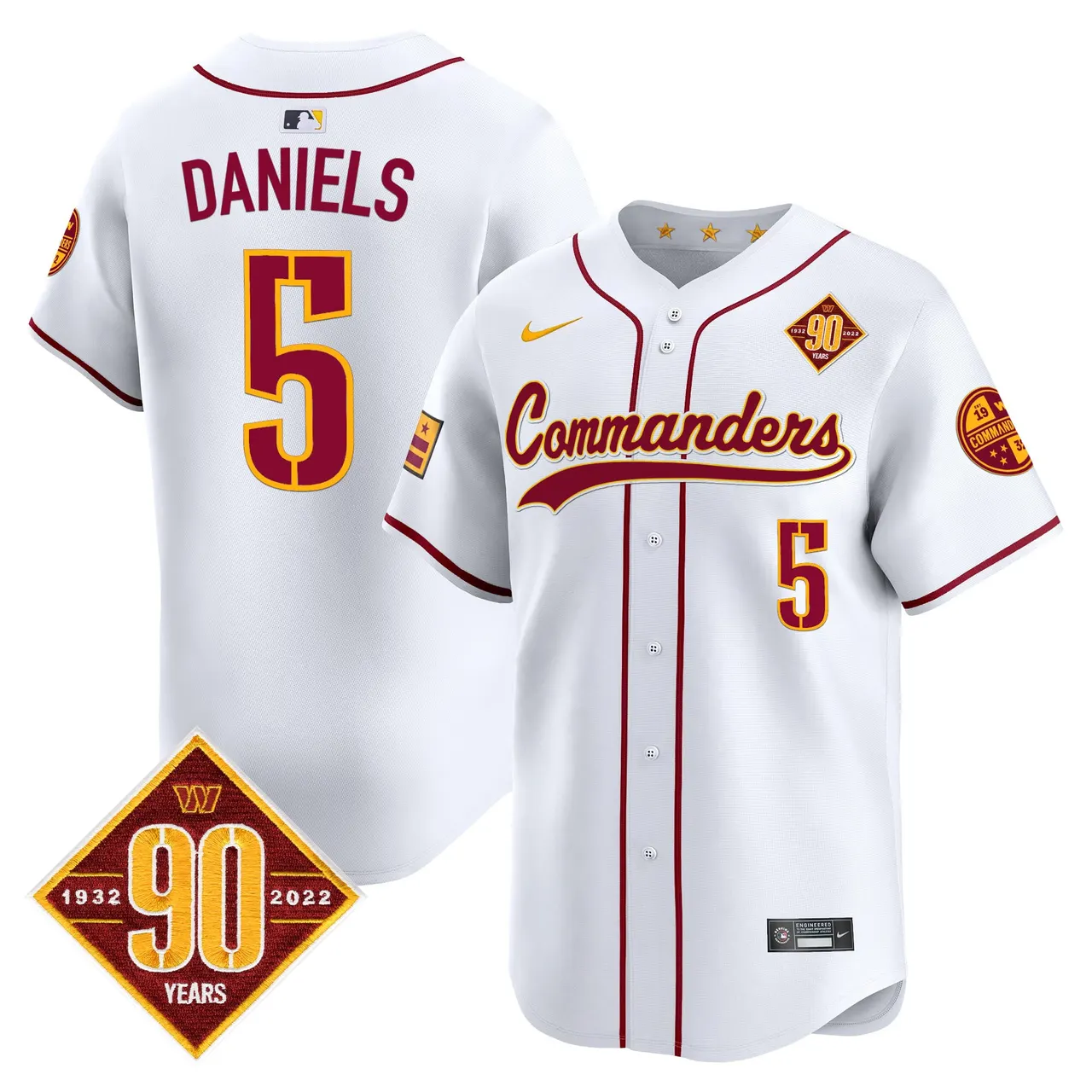 Washington Commanders Nike 90th Anniversary Patch Vapor Premier Limited Stitched Jersey - Maroon - Image 33