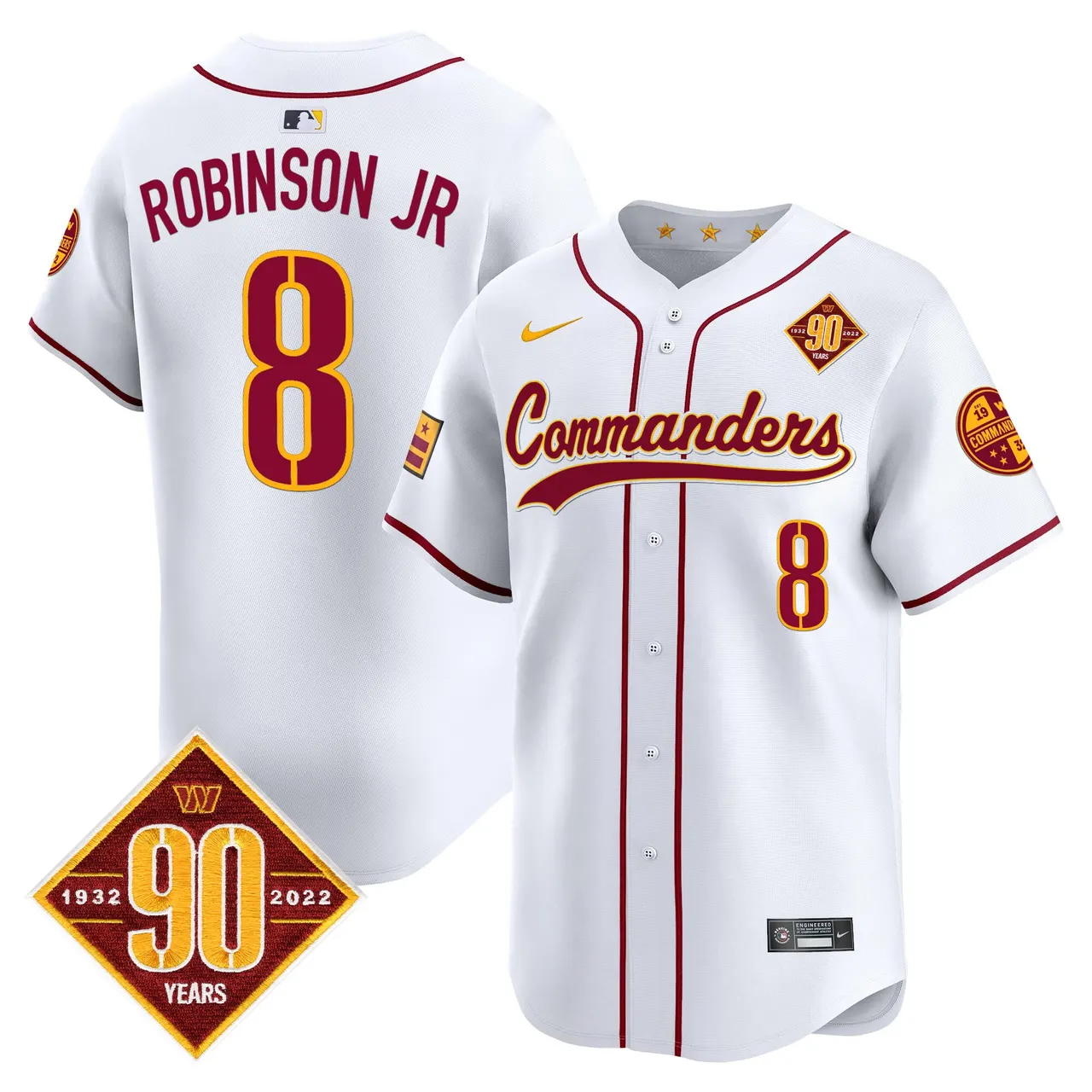 Washington Commanders Nike 90th Anniversary Patch Vapor Premier Limited Stitched Jersey - Maroon - Image 34